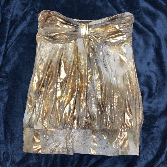 Gold strapless top - Picture 2 of 3